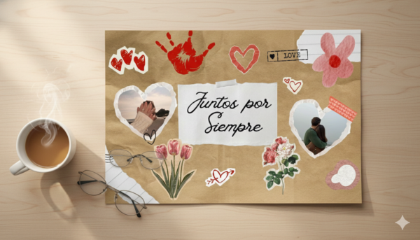Plantilla Editable "Juntos por Siempre" - Collage Scrapbook Romántico con Fotos | Canva